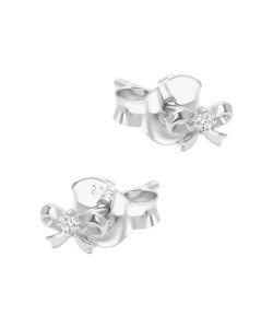 Pretty Bow Gem Silver Stud Earring STS-6726